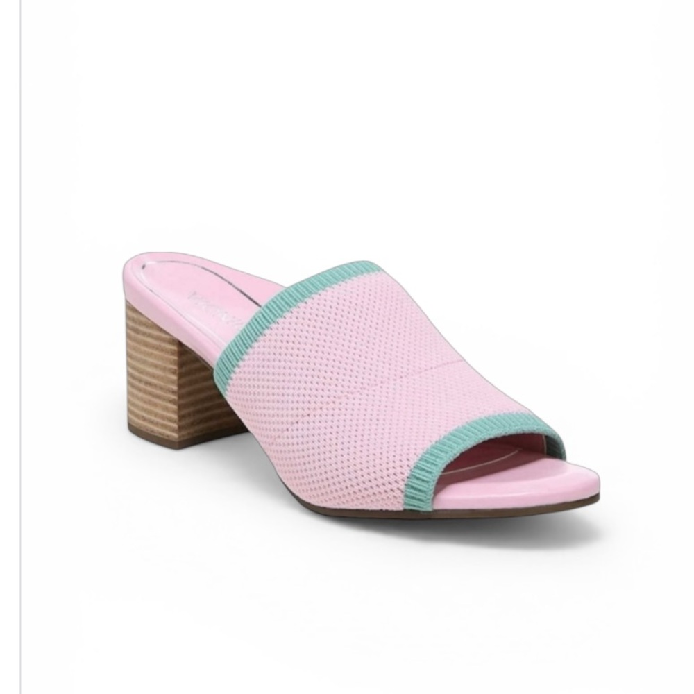 Vionic Fleur Heeled Slide Cameo Pink Knit Sz 9.5